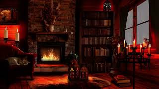 Cozy Rainy Day with Smooth Jazz & Fireplace Sounds | Relaxing Background Ambience