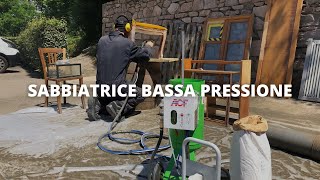 Sabbiatura : sabbiatrice bassa pressione - Dimostrazione su legno