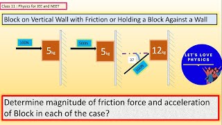 How Friction act between vertical wall and block (JEE Main 2023)