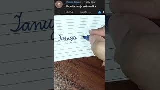 Tanuja and Ravalika - Beautiful name in Cursive writing | Cursive writing for beginners | #shorts
