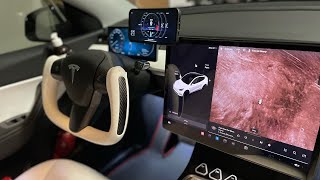 2022 Tesla Model Y Yoke Steering Wheel and Real Carbon Steering Wheel Replacement!