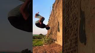 how dangerous Backflip 🔥Backflip near the wall🤘🏻Nitin Justin #short #backflip #reels #village