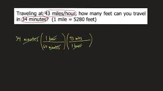 Traveling at 43 miles/hour, how many feet can you travel in 34 minutes?  (1 mile = 5280 feet)