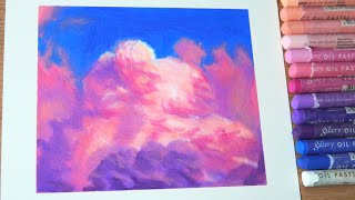 분홍핑크 뭉게구름을 그려보자☁️💕ㅣ오일파스텔 그림,구름 그리기ㅣOilpastel drawingㅣDrawing pink clouds