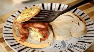 Bacon, Cheese & Fried Egg Breakfast Sandwich. | Recipes By Chef Ricardo