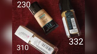 Maybelline Foundation Swatches || 310 || 332 || 230 || Oxidation Test.