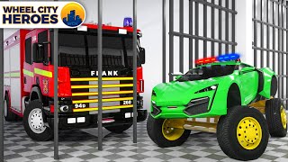 Fire Truck Frank in Situation   Police Car Catches a Rogue Sports Car   Wheel City Heroes
