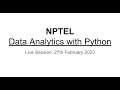 Data Analytics with Python : Live Interaction Session 4: Probability distribution