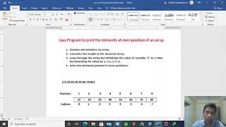 Java Program to print the elements at even position of an array