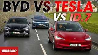 NEW BYD Seal vs Tesla Model 3 vs VW ID.7 – best EV? | Road trip costs compared! | What Car?