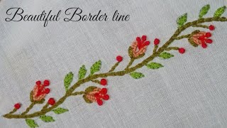 Beautiful Flowers🌺Border design embroidery| How to embroider