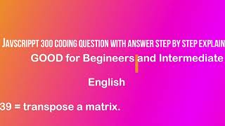 JavaScript Matrix Transposition Tutorial | Efficient Matrix Operations" #javascript #code #codes