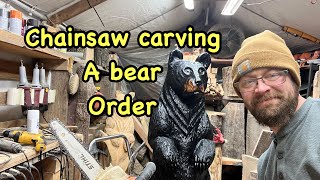 Chainsaw carving a bear order