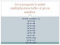 Java program to print multiplication table of given number