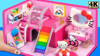 How To Make Cutest Hello Kitty Miniature House from Polymer Clay and Cardboard ❤️ DIY Miniature Clay