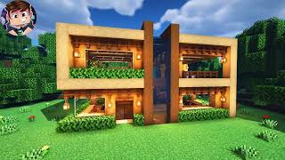 Minecraft Wooden Modern House How To Build A Cool Modern House Tutorial 1