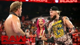 Sasha Banks and Enzo Amore are confronted by a couple of 