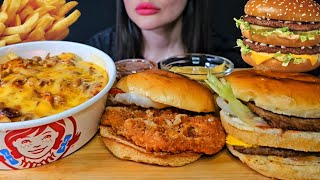 BURGERS + CHILI CHEESE FRIES | FAST FOOD | ASMR MUKBANG