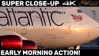 SUPER CLOSE UP Early Morning Arrivals Departures Manchester Airport 4K Plane Spotting