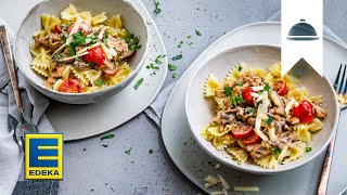 Pilz-Pasta Rezept | Herbstliches Nudelgericht mit cremiger Sahne-Weißweinsauce I EDEKA