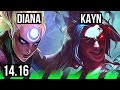 DIANA vs KAYN (JGL) | 8/0/4, Legendary, 800+ games | NA Master | 14.16