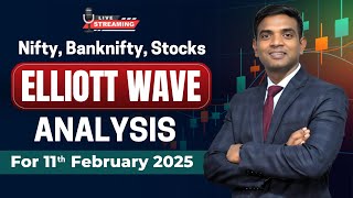 Live Market Analysis: Nifty \u0026 Bank Nifty Elliott Wave Forecast | 11th Feb 2025 by Chartkingz