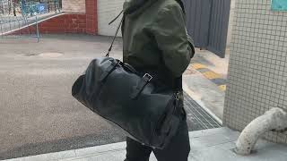 The Volta | Men's Black Leather Duffle Bag