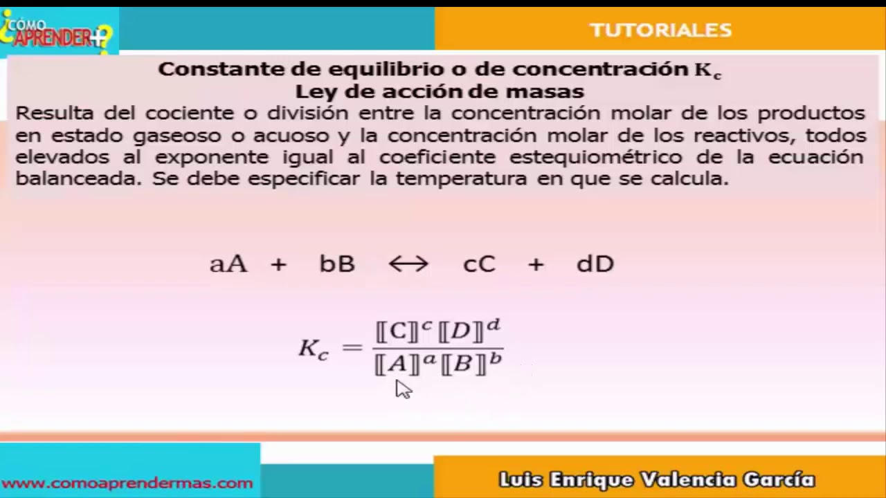 Constante De Equilibrio Ejemplos - Cálculo De La Constante De ...