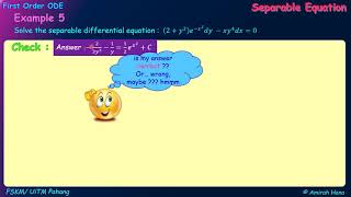 ODE separable equation (example 5)