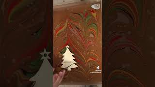 Try this fun and easy Christmas Tree ornament paper marbling technique