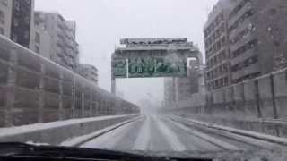 首都高 江戸橋JCT から 芝浦JCT 大雪  2013年1月14日