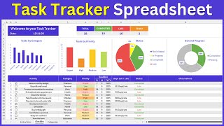 Task Tracker Spreadsheet: Excel & Google Sheets Project Management (Digital Download)
