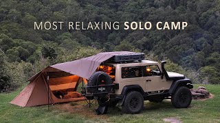 Relaxing SOLO Camping with Rain Forest Mountain views [ gloomy weather, cosy she