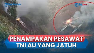 Penampakan Pesawat TNI AU yang Jatuh di Pasuruan dan Sempat Meledak, Ringsek di Tanah Lapang