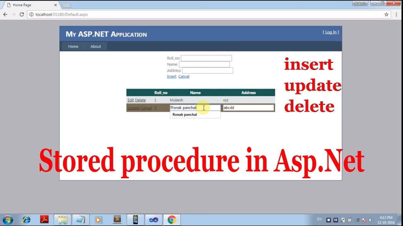 Gridview- Insert Update Delete Using Stored Procedures In Asp.Net - YouTube