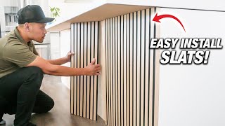 How To Install EASY INSTALL Wood SLATS! | Modern Kitchen Build