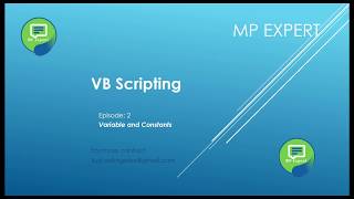 VB Script Episode: 2 (Variable and Constants)