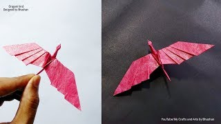 How to make an origami bird easily? Long winged bird designed by Bhushan