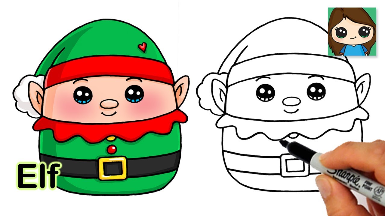 How To Draw A Christmas Elf Easy ️Holiday Squishmallows - YouTube