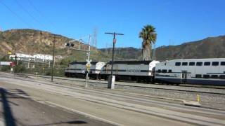 Metrolink Train with two MP36 Units in Sylmar, CA (HD)