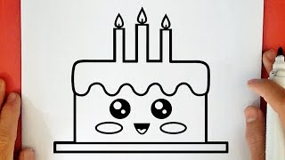 HOW TO DRAW A CUTE BIRTHDAY CAKE