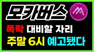 [모카버스 전망] 폭락 대비할 자리 주말 \