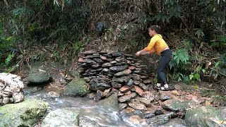 小雨丛林建造，野外生存技巧，竟用石头和竹子建造小屋