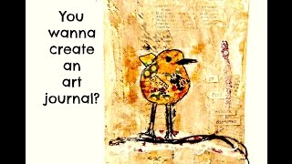 Joseys Art School Episode #11 Little bird Beginner Art Journal page Mixed Media Art class Meditation