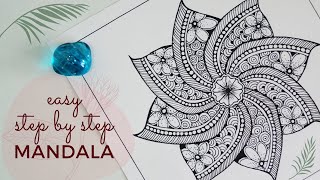 Learn to draw mandala art || Mandala art for beginners || step by step process || Easy mandala art