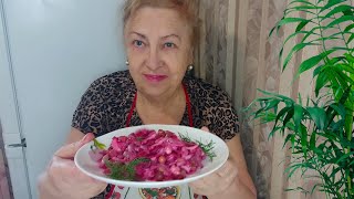 Салат за пару минут из обыкновенной свеклы. Но как вкусно. Салат на каждый день. Пышные оладьи.