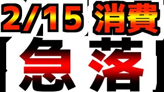 【2/15(土)】【株価横ばい】小売売上高が大幅急落！