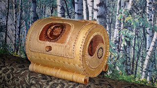 Хлебница Инь Ян из бересты. Breadbox a cylinder made of birch bark with your own hands. DIY