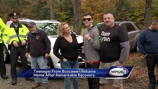 Teen critically injured in crash returns home