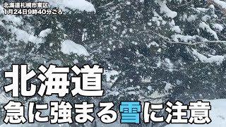 北海道 急に強まる雪に注意